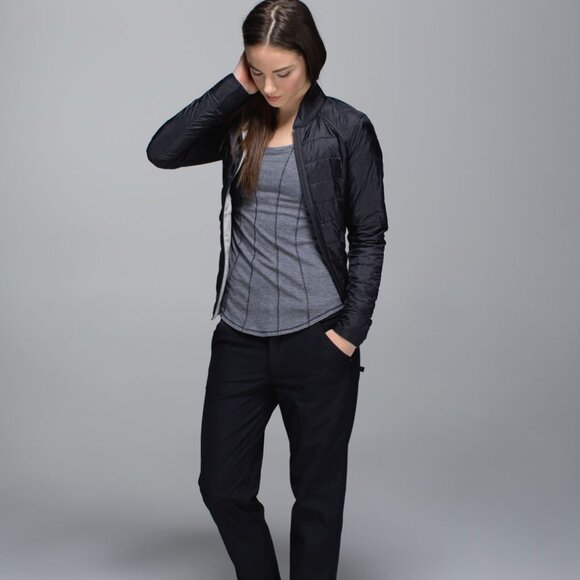 Lululemon Between The Lines Long Sleeve top / shirt (Grey Stripe / Black White) - Picture 2 of 8